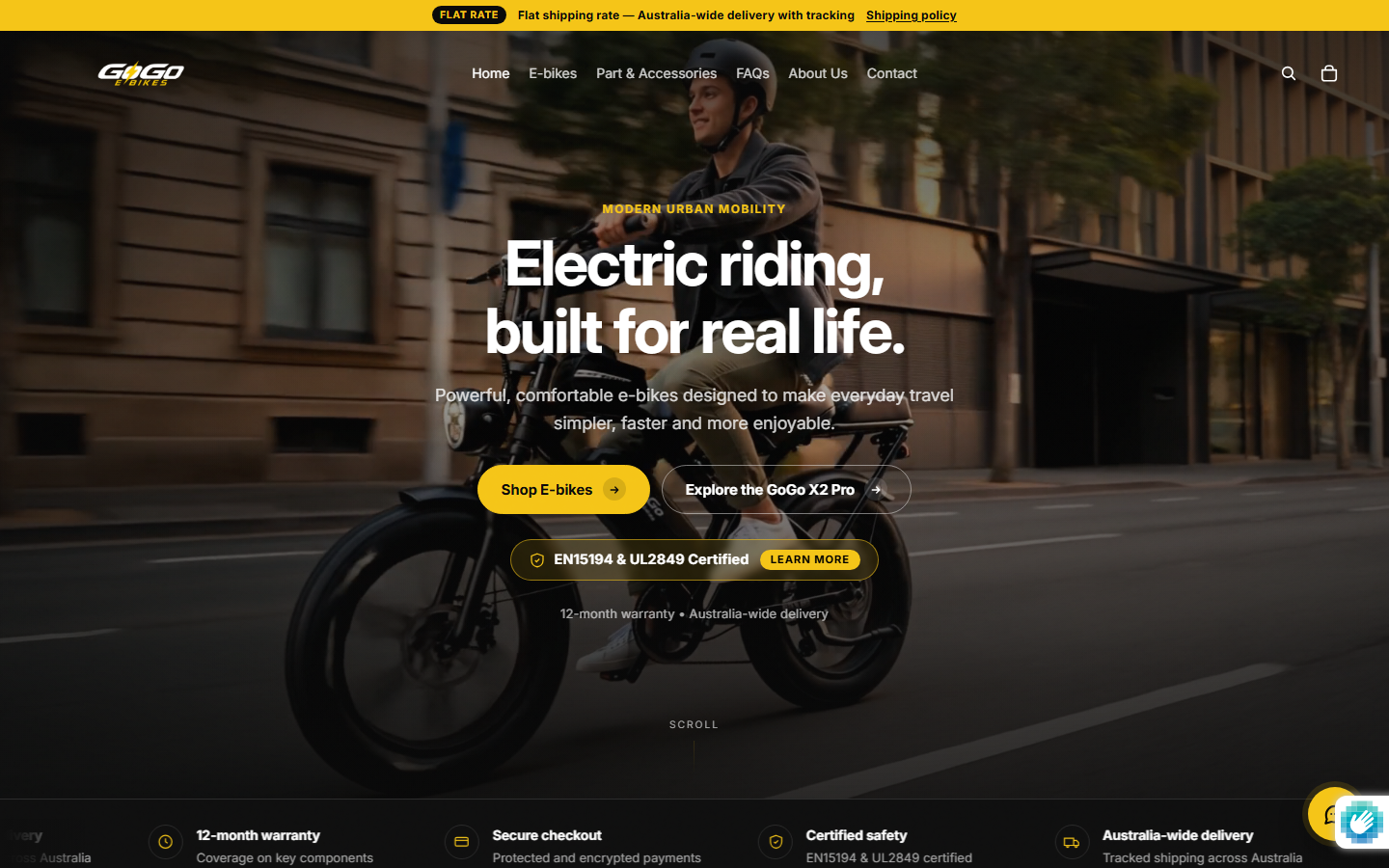 Tela inicial do projeto GoGo Ebikes.