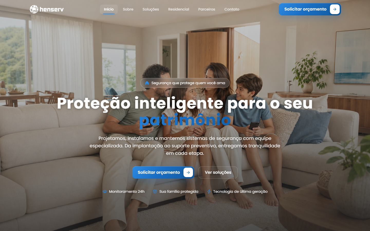 Tela inicial do projeto Henserv.