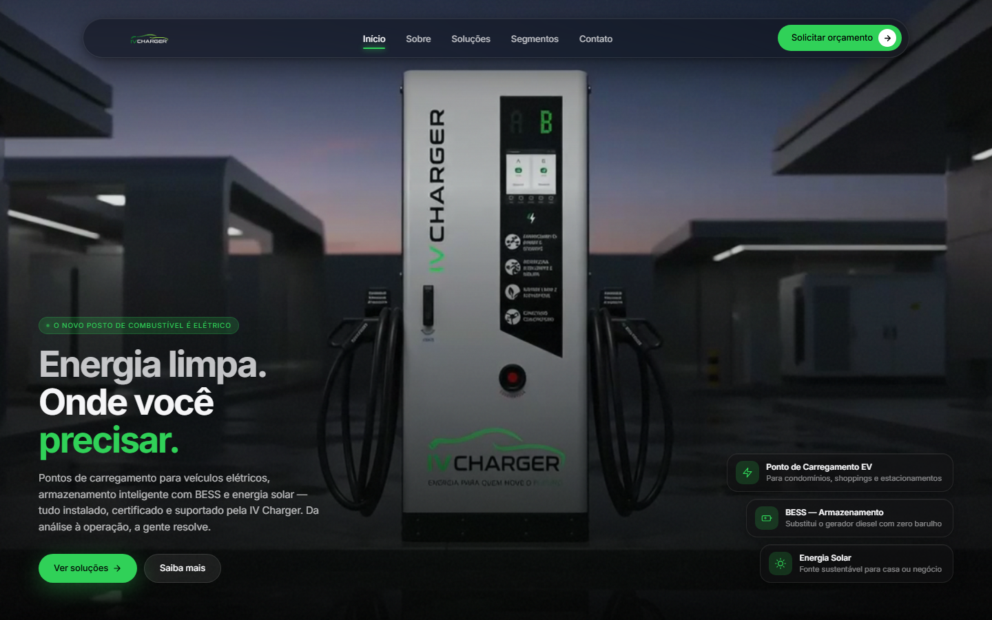 Tela inicial do projeto IV Charger.